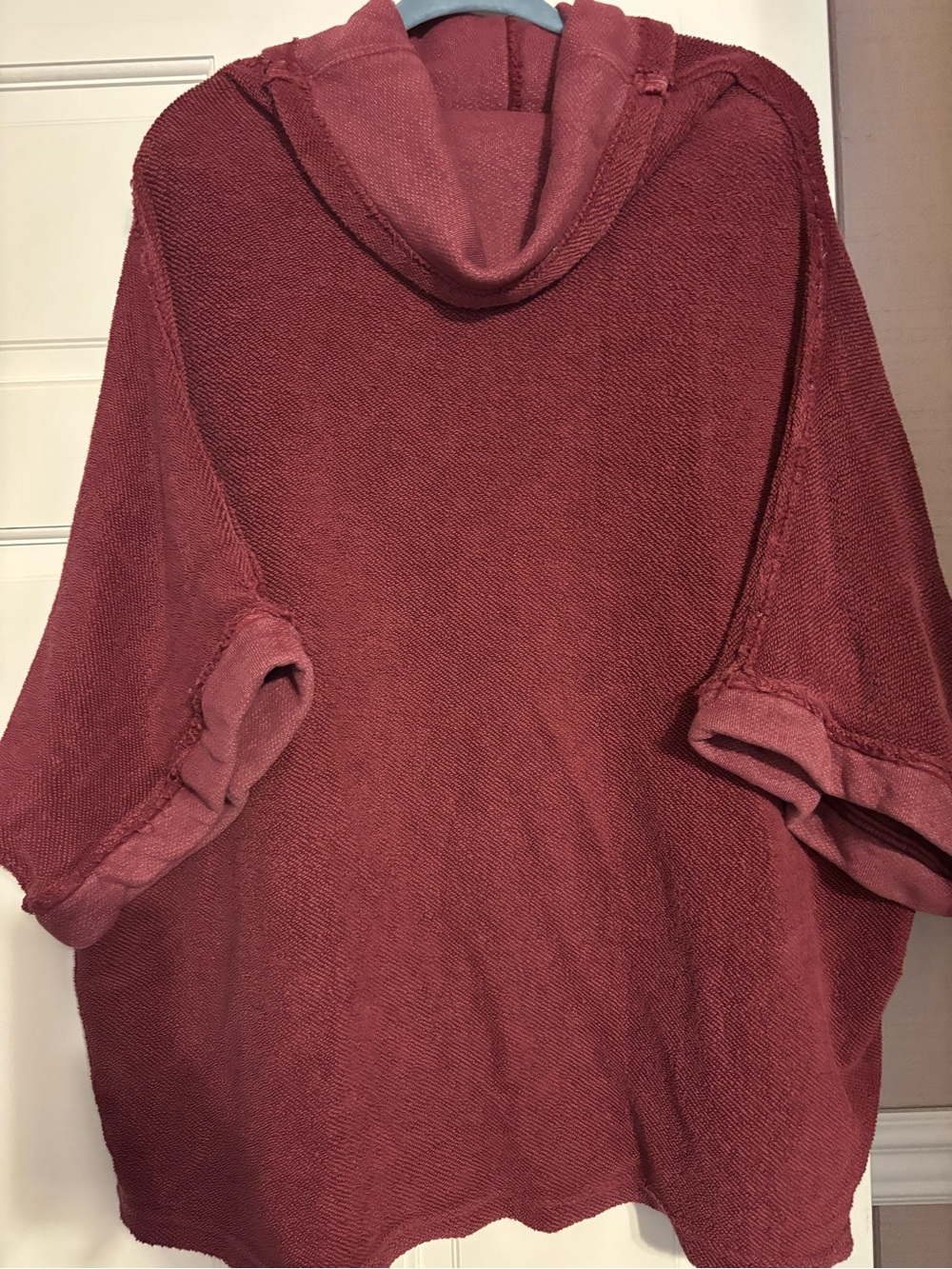 Cozy cowl neck Knit Poncho in Deep Maroon